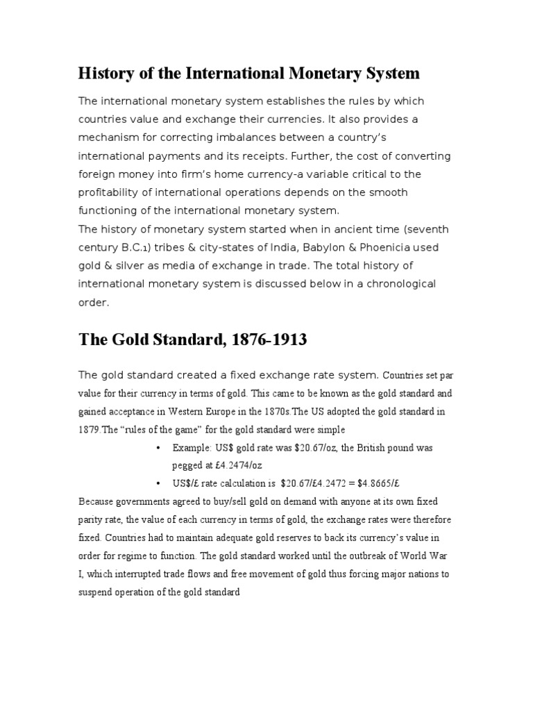 Evolution of the International Monetary System | PDF | Bretton Woods ...