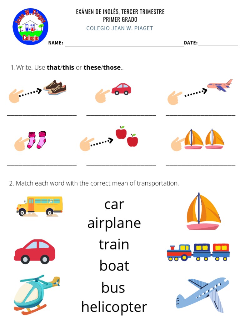 ENGLISH TEST 1st Grade | PDF