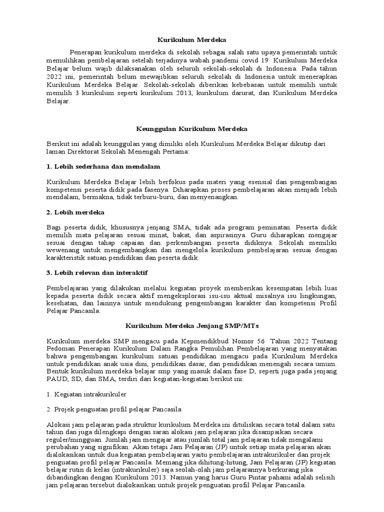 Struktur dan Keunggulan Kurikulum Merdeka | PDF | Karier & Perkembangan ...