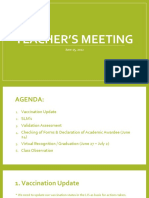Teacher's Meeting June 15, 2022