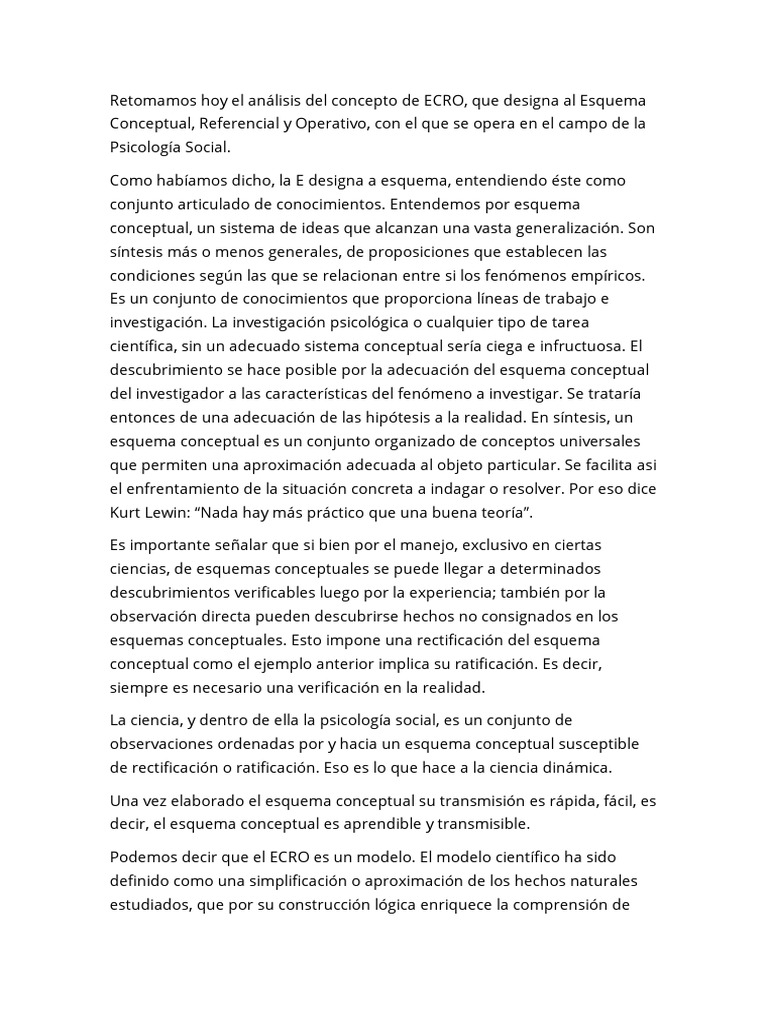 Retomamos Hoy El Análisis Del Concepto de ECRO | PDF | Sicología ...