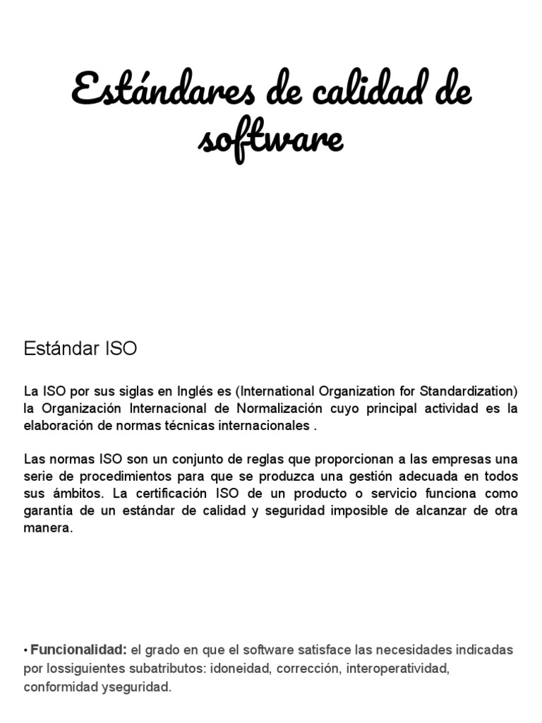 Estándares ISO para Calidad de Software | PDF | Software | Calidad ...