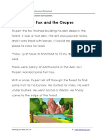 The Fox and The Grapes: Grade 2 Reading Comprehension Worksheet