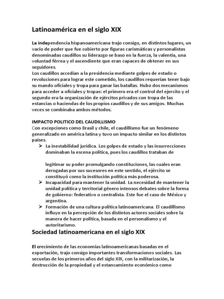 Caudillismo y sociedad en el siglo XIX | PDF | America latina | Bolivia