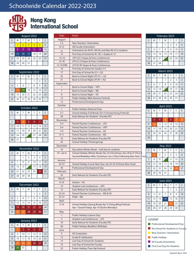 HKIS Schoolwide Calendar 2022-23 26apr22 | PDF | Religious Holidays |  Traditions