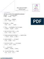 Elementary Follow-Up Test Units 1 & 2: (English File Elementary 4th Ed.)