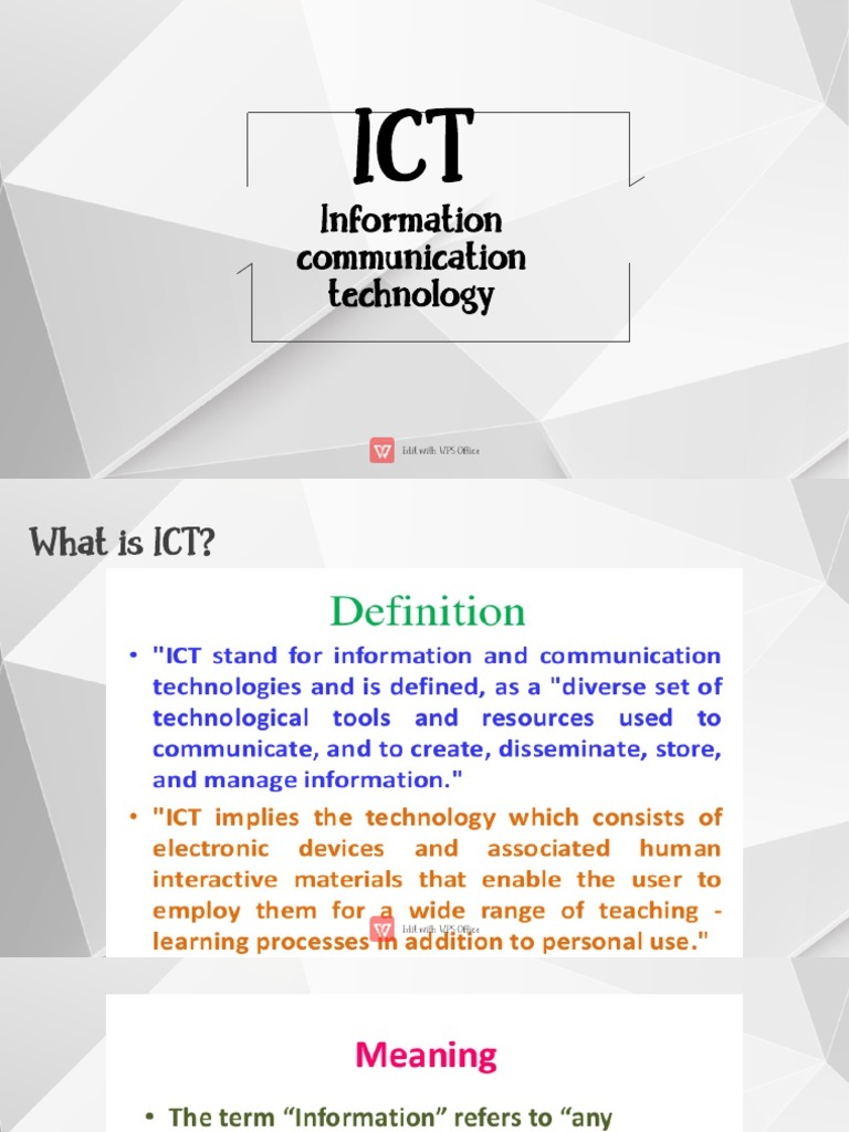 Definition ICT Its Types and the Role of ICT PDF Educational