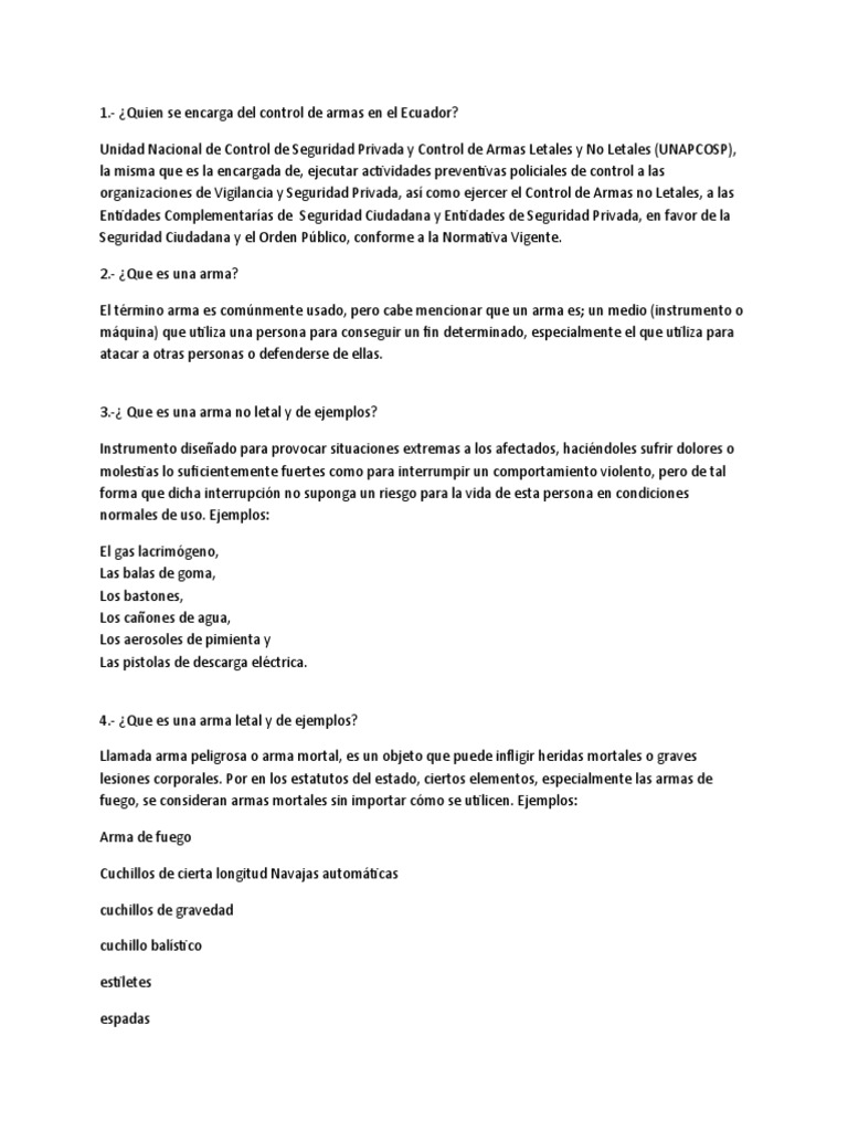 Diferencias entre armas letales y no letales | PDF