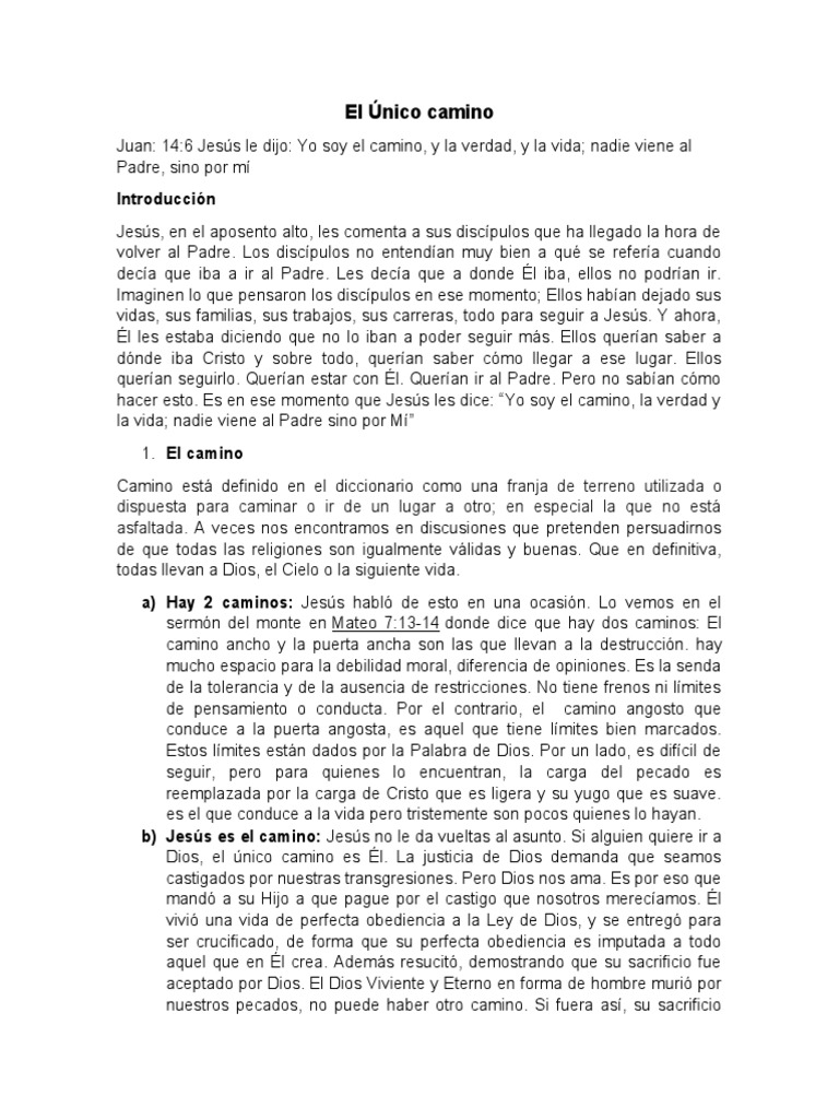 El único Camino Pdf Jesús Dios