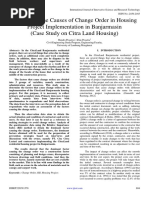 Analysis of The Causes of Change Order in Housing Project Implementation in Banjarmasin (Case Study On Citra Land Housing)