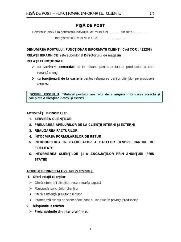 Functionar Informatii Clienti | PDF