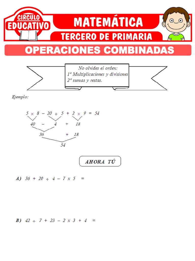 Ejercicios de Operaciones Combinadas para Tercero de Primaria | PDF