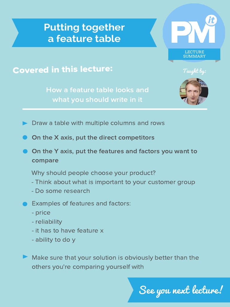 CHEAT SHEET - Putting Together A Feature Table | PDF
