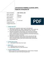 Rencana Pelaksanaan Pembelajaran (RPP) Tematik Integratif:: 4 / 1: 2020/2021:: 1: 2 X 30 Menit