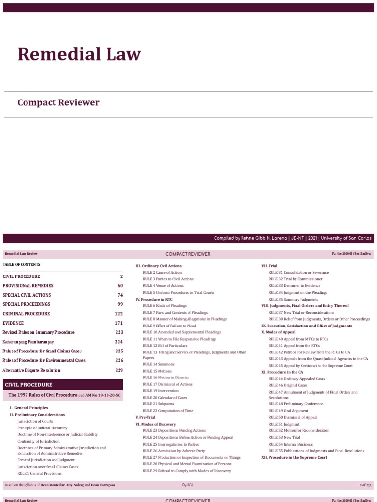 07 Rem Remedial Law Compact Reviewer | PDF | Supreme Court Case Law ...