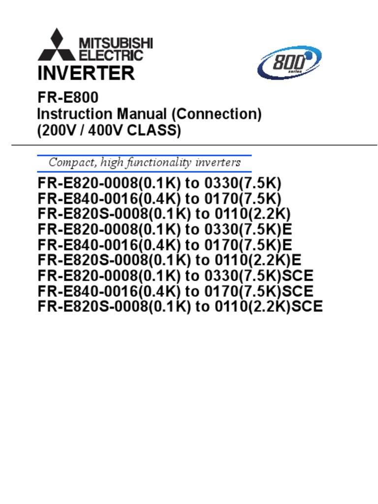 Mitsubishi E800 Manual Connection PDF
