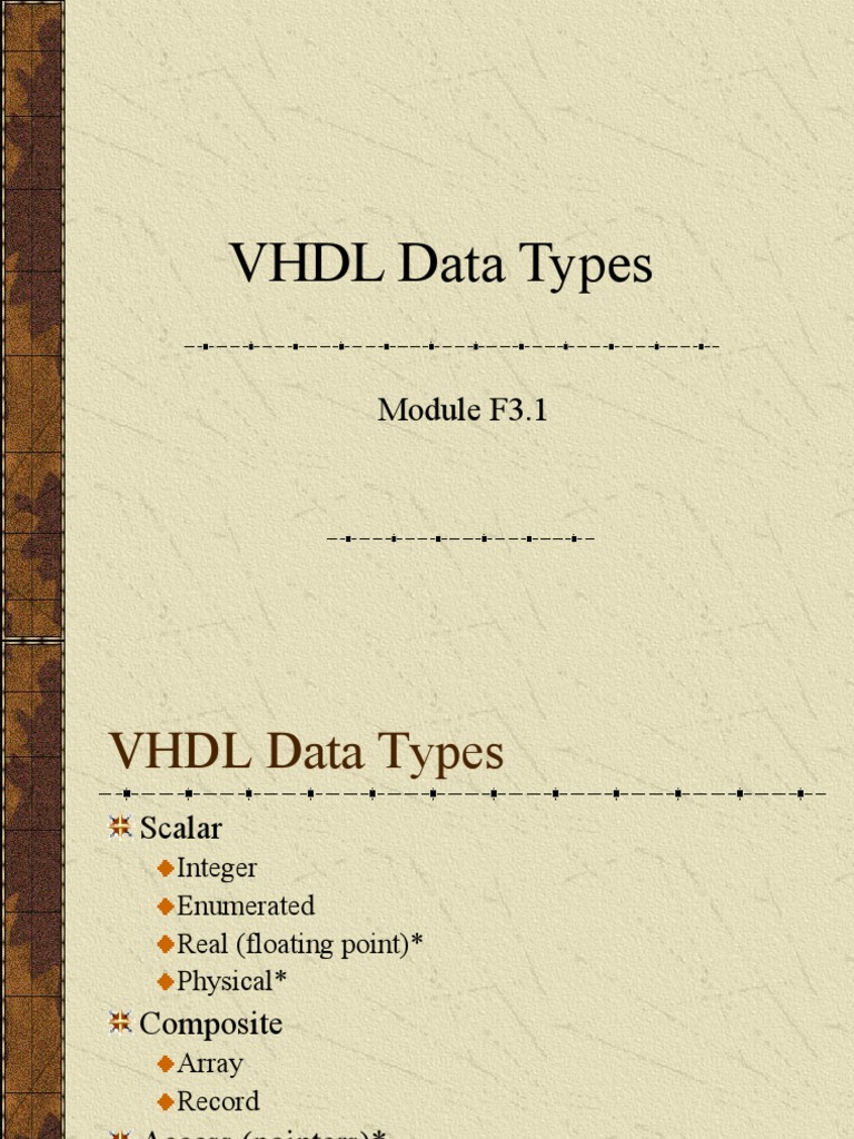 F3.1 VHDL Data Types | Download Free PDF | Data Type | Vhdl