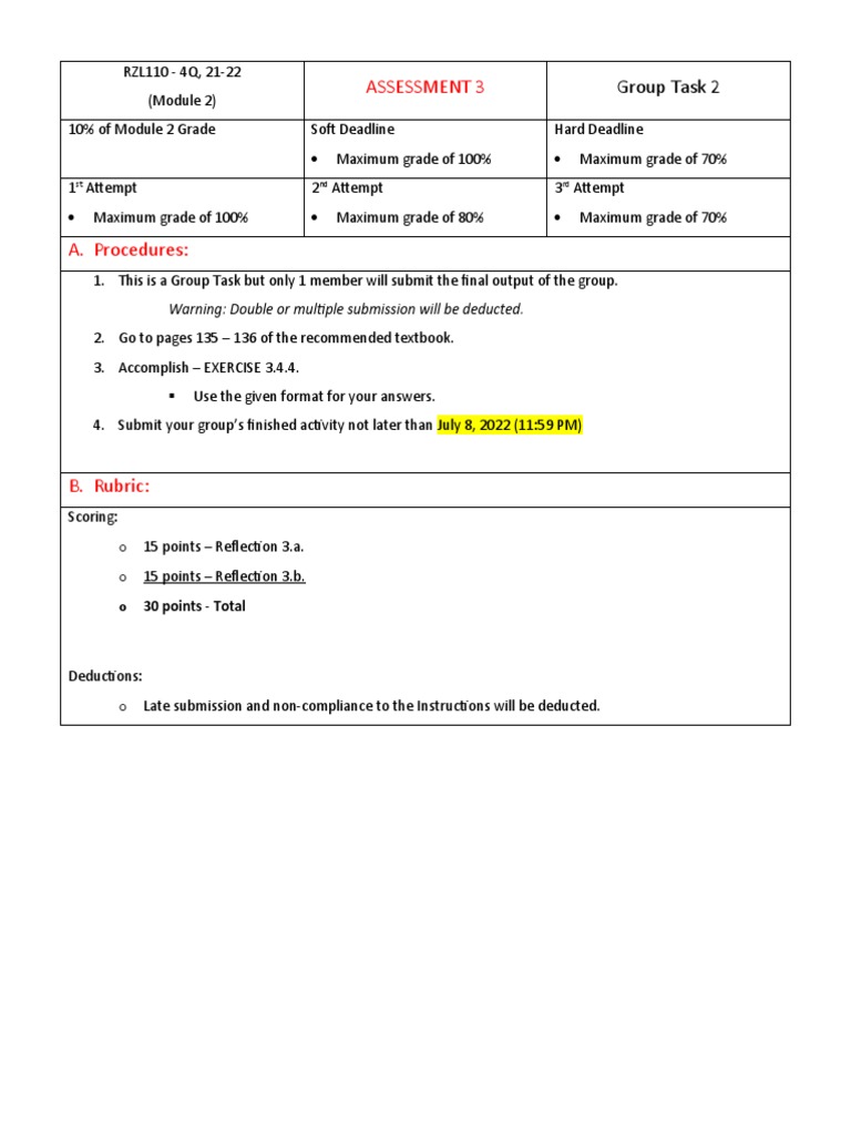 RZL110 Module 2 Group Task Guidelines | PDF