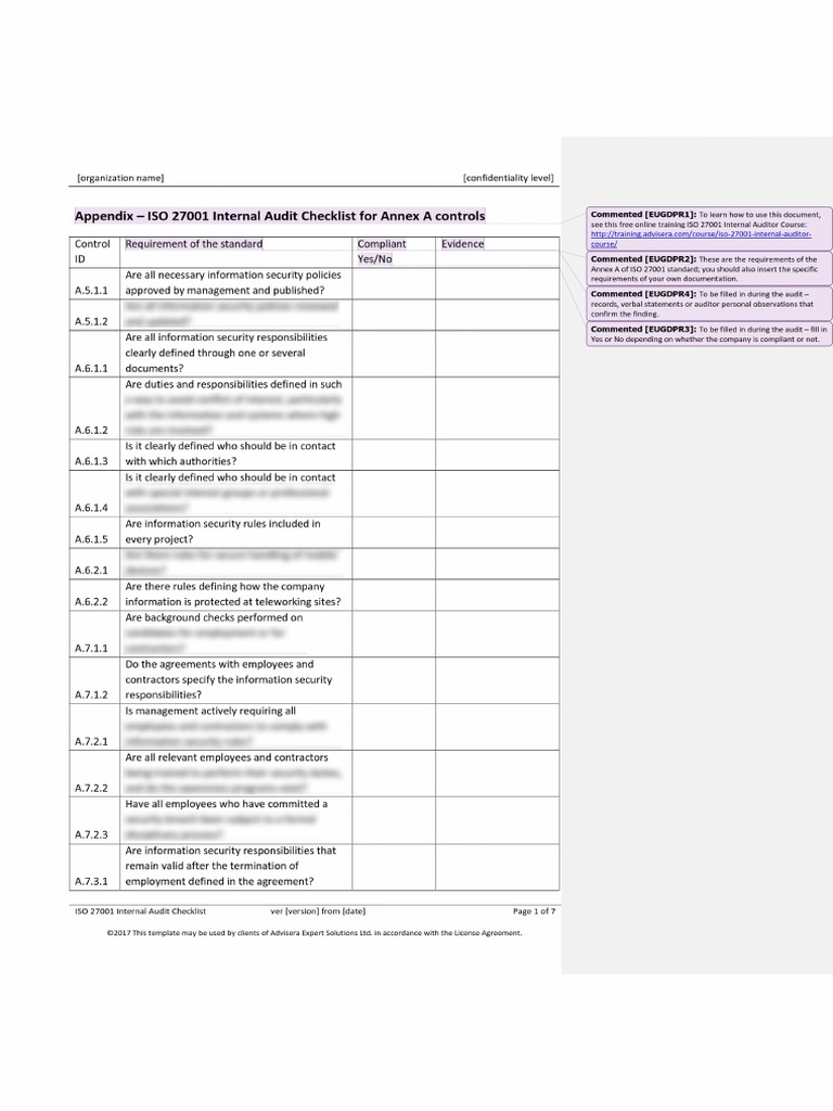 11.12 Appendix ISO 27001 Internal Audit Checklist Premium Preview EN | PDF