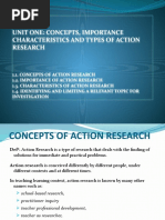 Unit One: Concepts, Importance Characteristics and Types of Action Research