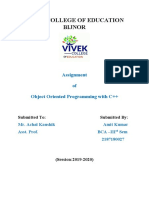 Vivek College of Education Bijnor: Assignment of Object Oriented Programming With C++