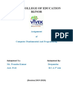 Vivek College of Education Bijnor: Assignment of Computer Fundamental and Programming