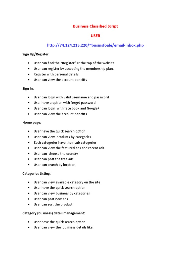 Business Classifieds Platform Script | PDF | User (Computing ...
