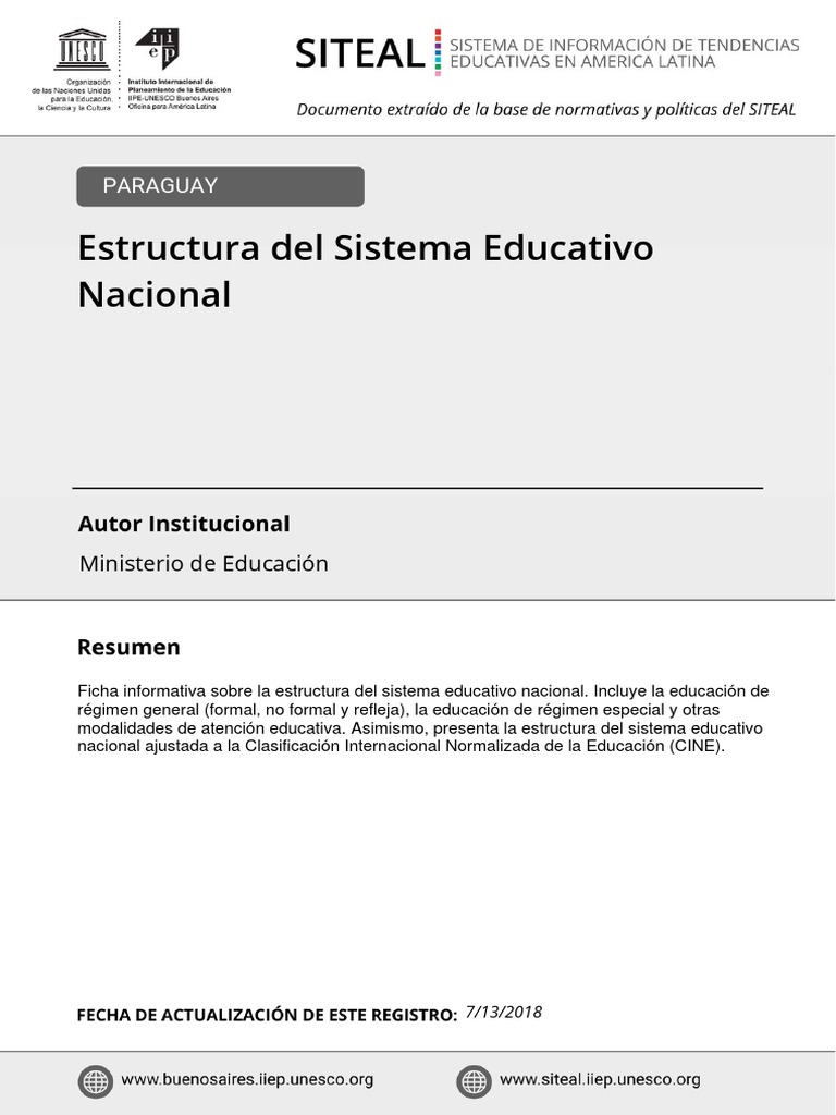 Estructura del Sistema Educativo en Paraguay | PDF | Educación de la ...