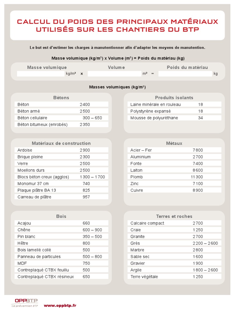 Calcul Poids Materiaux PDF Matériaux de construction Ingénierie — free download