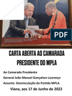 CARTA ABERTA AO CAMARADA PRESIDENTE DO MPLA