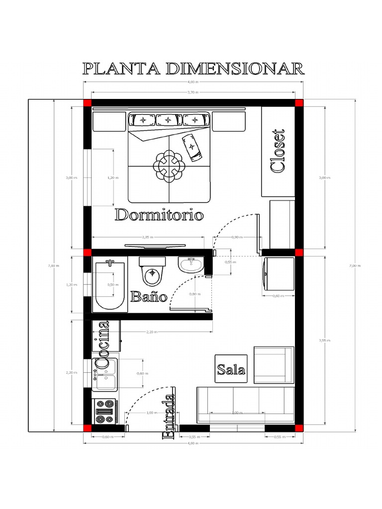 Plano de Mini Departamento 4x7m | PDF
