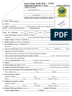 1st Year Admission Form Kullu.. 2022