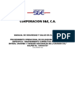 Procedimiento de soldadura para mantenimiento