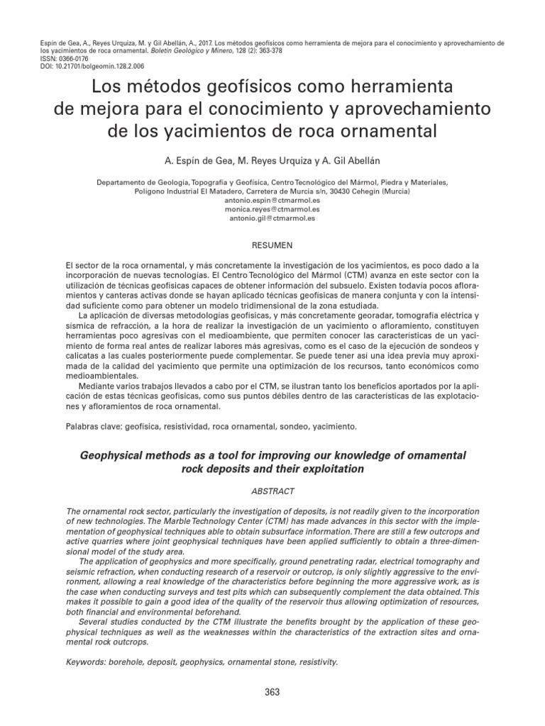 Los métodos geofísicos como herramienta de mejora para el conocimiento