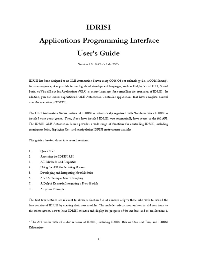 Idrisi32 API | PDF | Visual Basic For Applications | Component Object Model