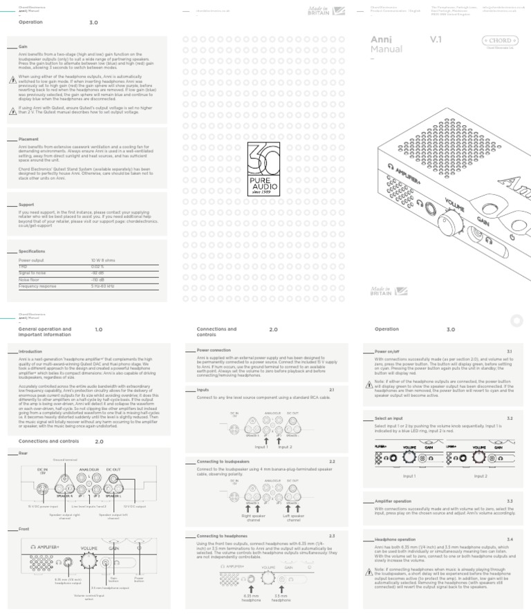 Anni User Manual V1 PDF Amplifier Headphones