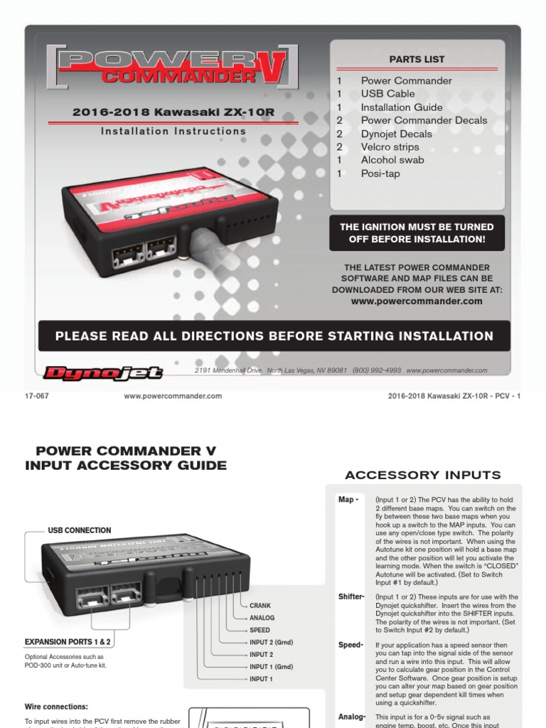 2016-2018 Kawasaki ZX-10R: Installation Instructions | PDF