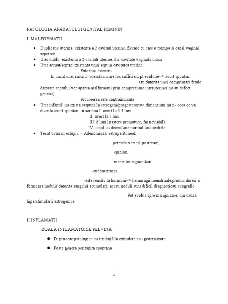 Patologia Aparatului Genital Feminin | PDF