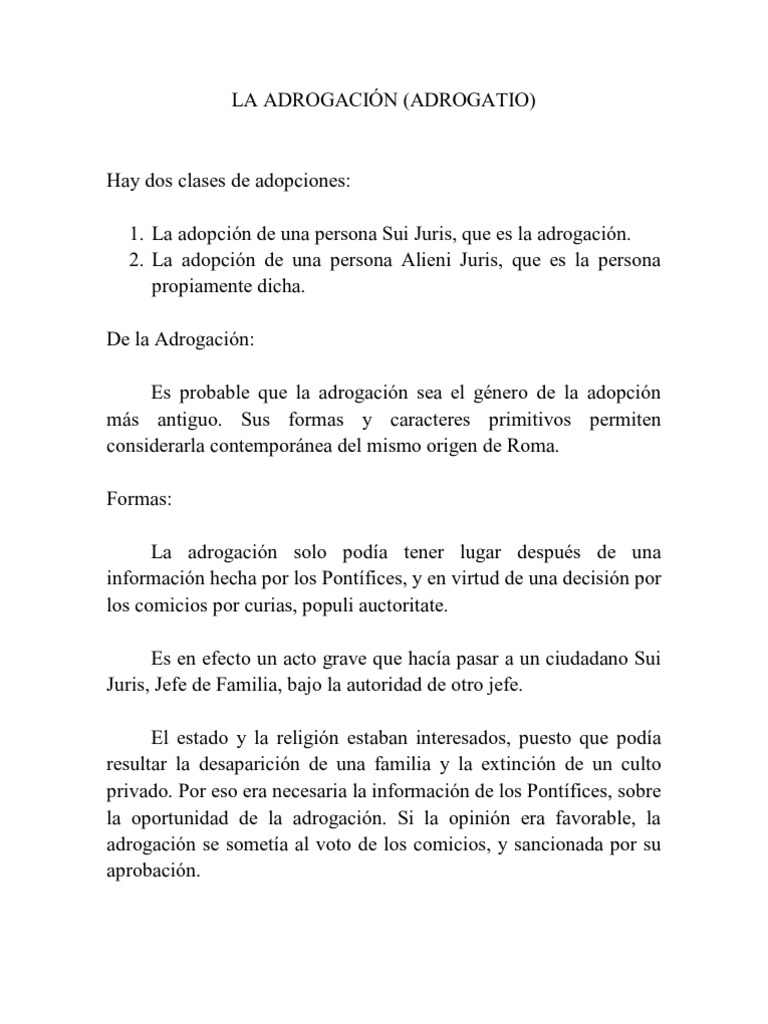 Adrogación en Derecho Romano | PDF | Historia | Religión y espiritualidad