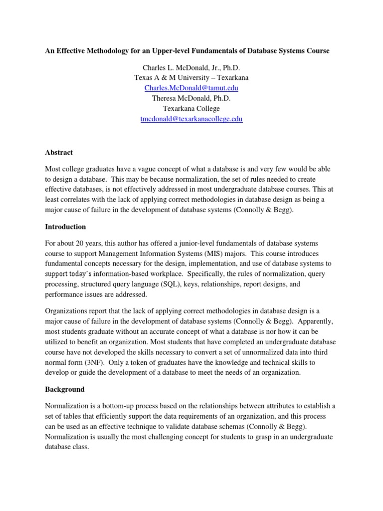 Database Design Methodology for Students | PDF | Databases | Sql