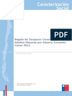 Caracterización de adultos mayores Tarapacá género Casen 2011