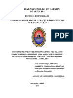 Conocimientos previos de matemática y rendimiento en Cálculo I