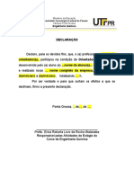 Declaração de Estágio de Engenharia Química UTFPR