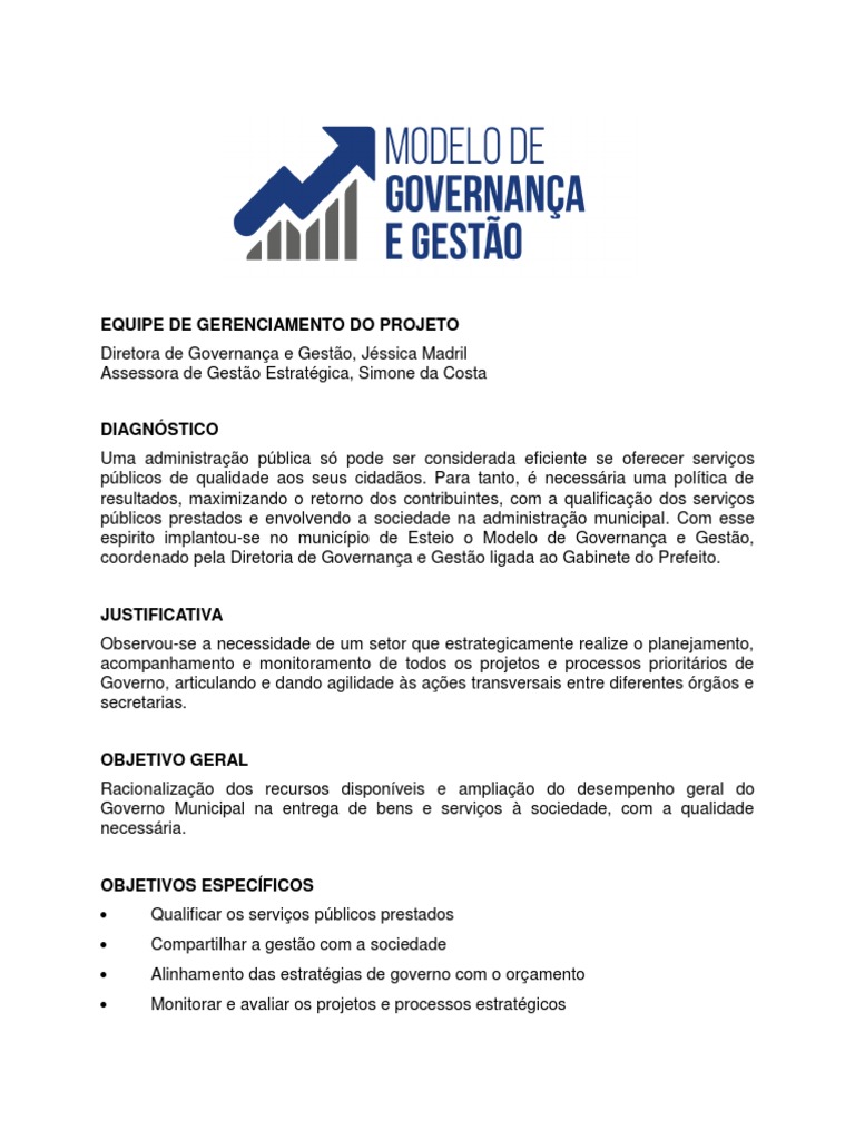 Modelo de Governança em Esteio | PDF | Governança | Orçamento