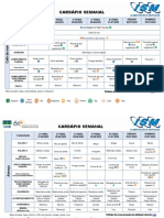 Cardápio semanal com refeições, saladas e sobremesas