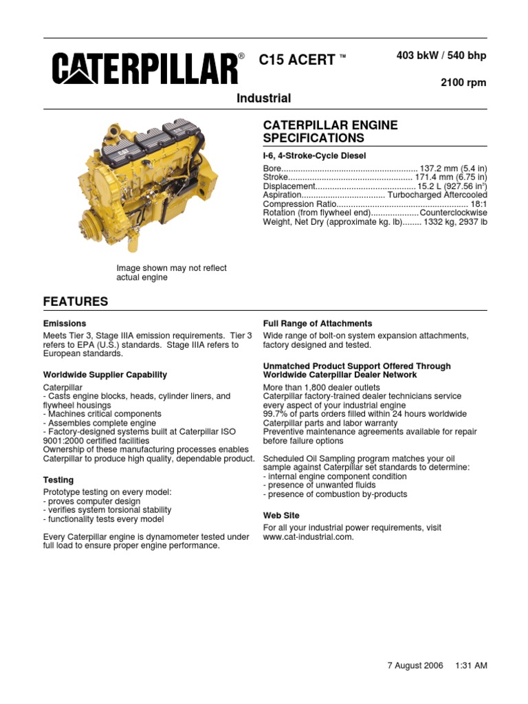 Caterpillar engine specifications pdf engines horsepower