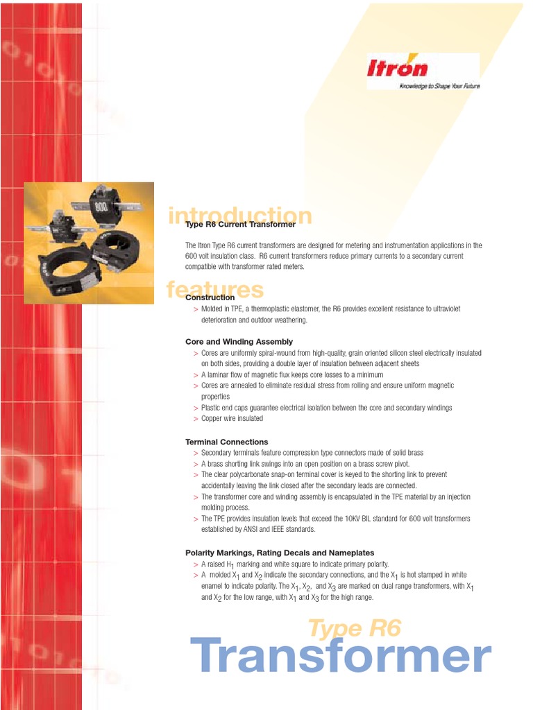 Itron R6 Current Transformers | PDF | Transformer | Insulator (Electricity)