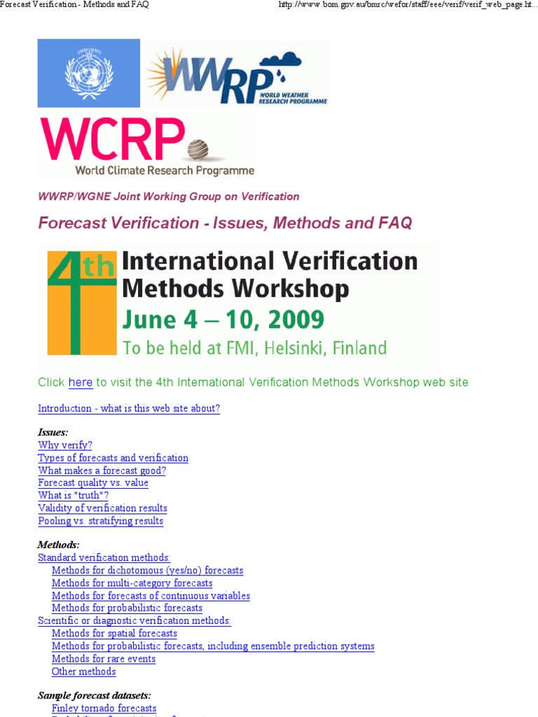 Forecast Verification. Methods and FAQ | PDF | Weather Forecasting ...