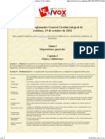Bolivia Reglamento General Gestión Integral de Residuos, 19 de Octubre de 2016