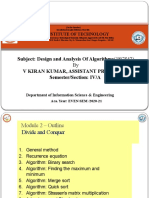 Subject: Design and Analysis of Algorithms (18CS42) V Kiran Kumar, Assistant Professor Semester/Section: IV/A